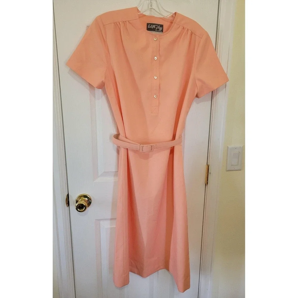 Vintage Edith Flagg California Peach‎ Dress Jacket Set Belt Size 10 AS IS